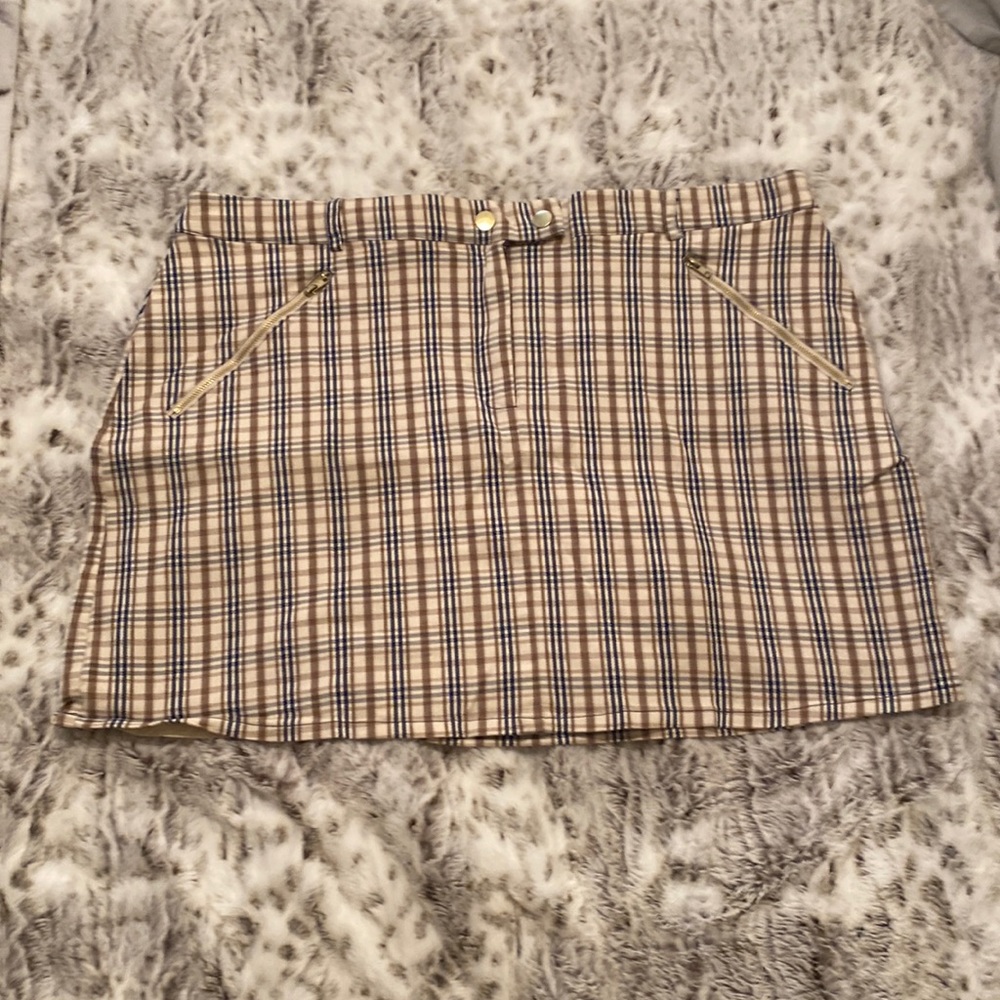 Forever 21 Brown & Navy Plaid Mini Skirt 3X